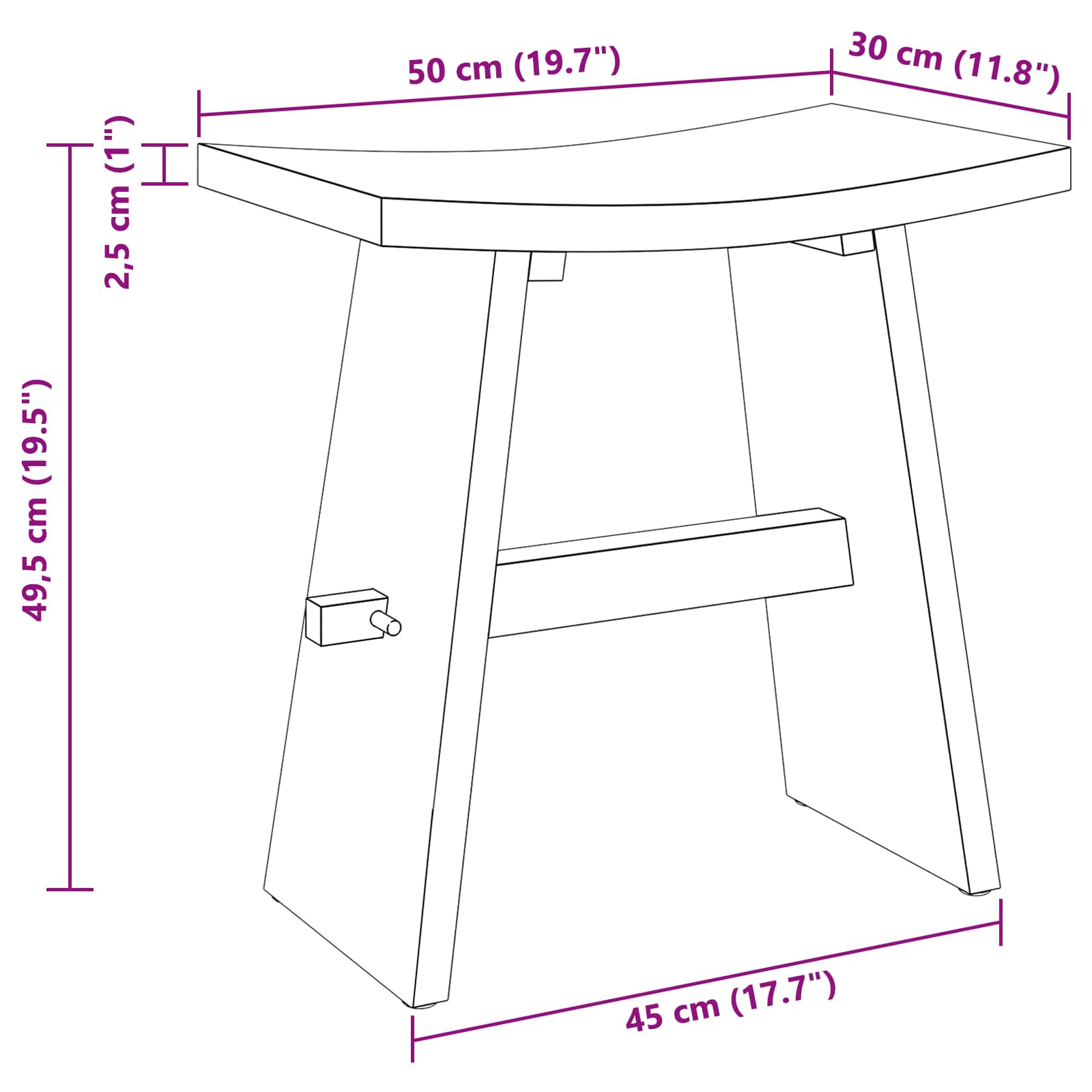 Sgabello per Bagno Marrone 50 x 29,5 x 50,5 cm 42015925