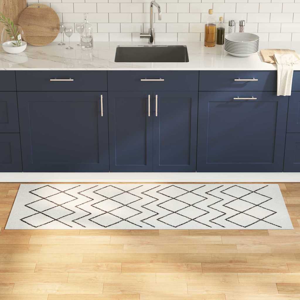 Tappeto da Cucina-Tappetino da Cucina Bianco 180 x 60 cm Velluto