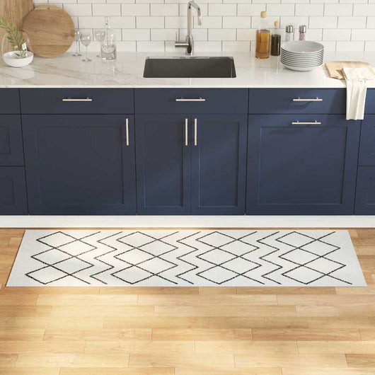 Tappetino da Cucina Bianco 180 x 60 cm Velluto 42013422