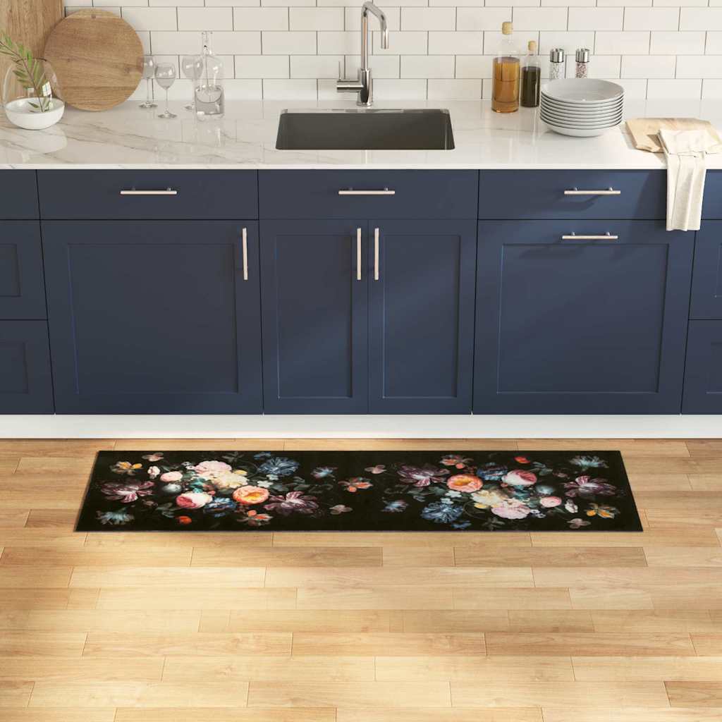 vidaXL Tappetino da Cucina Floreale Fiori 45 x 150 cm Velluto
