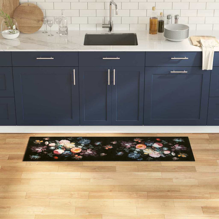 vidaXL Tappetino da Cucina Floreale Fiori 45 x 150 cm Velluto