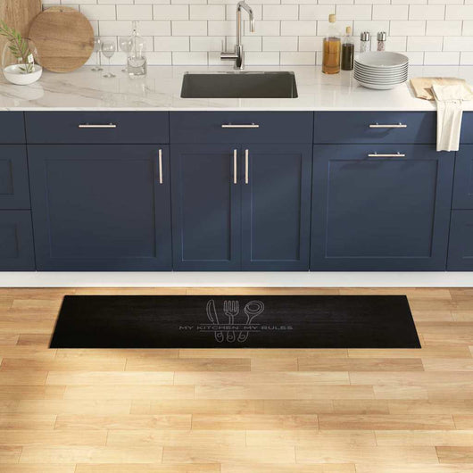 Tappeto da Cucina Nero 150 x 45 cm Velluto 42013429