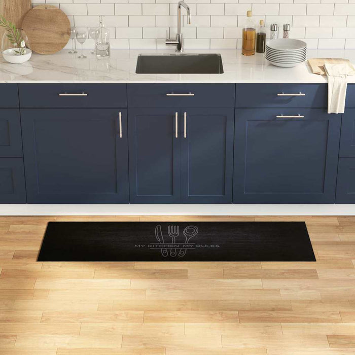 Tappeto da Cucina Nero 150 x 45 cm Velluto 42013429