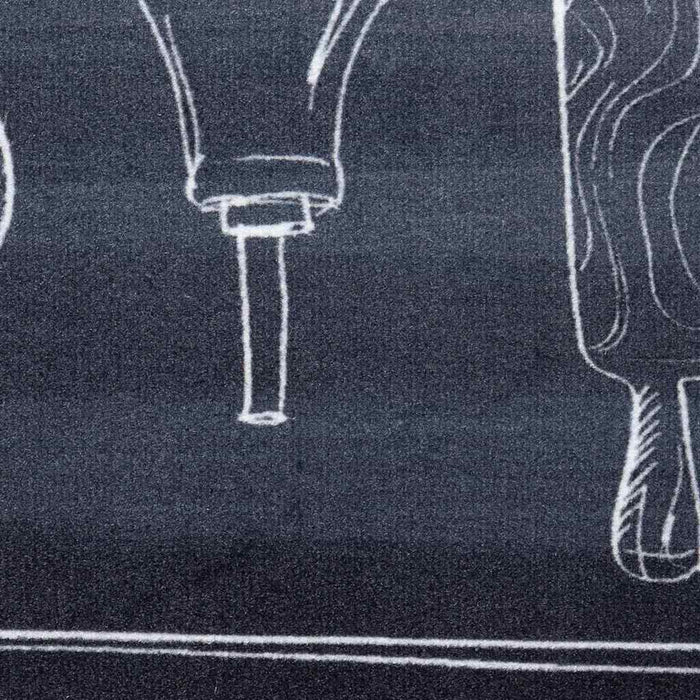 Tappetino da Cucina Toile Nero 180 x 60 cm Velluto 42013431