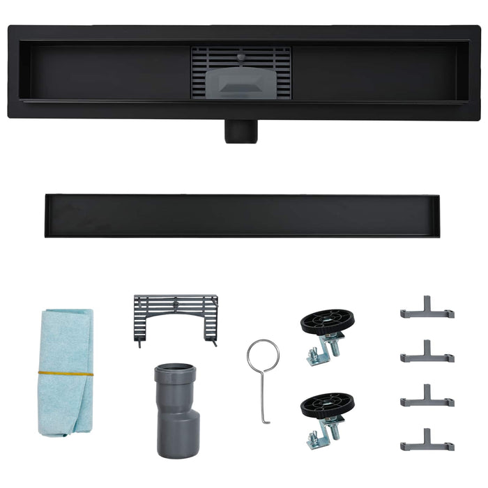 Drenaggio doccia 2 in 1 Nero 100 cm Acciaio Inox 304 42015948