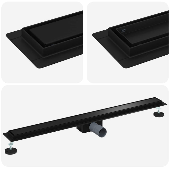 Drenaggio doccia 2 in 1 Nero 100 cm Acciaio Inox 304 42015948