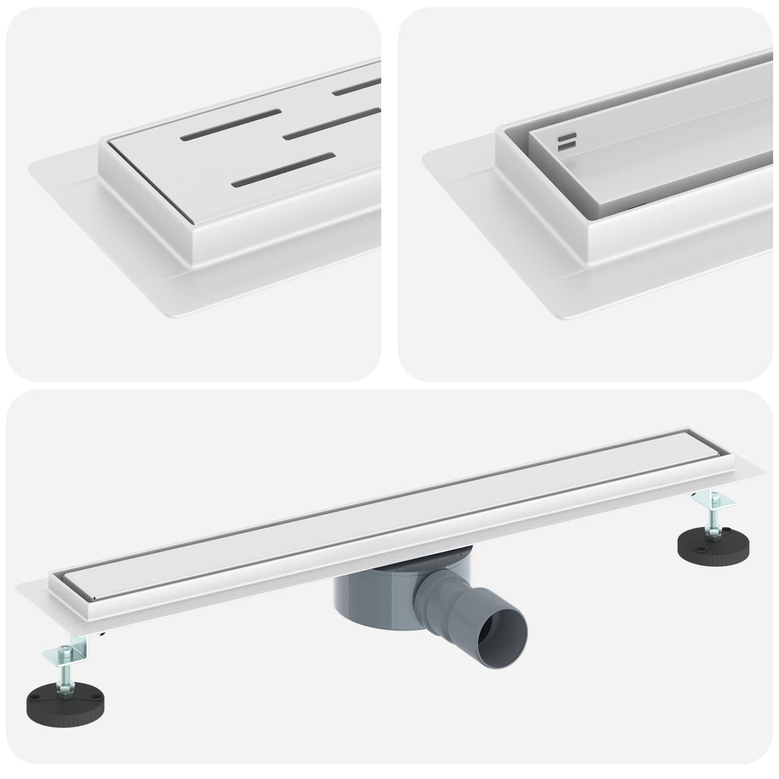 Scarico doccia 2-in-1 con sifone a 360° Argento 60 cm 42015962