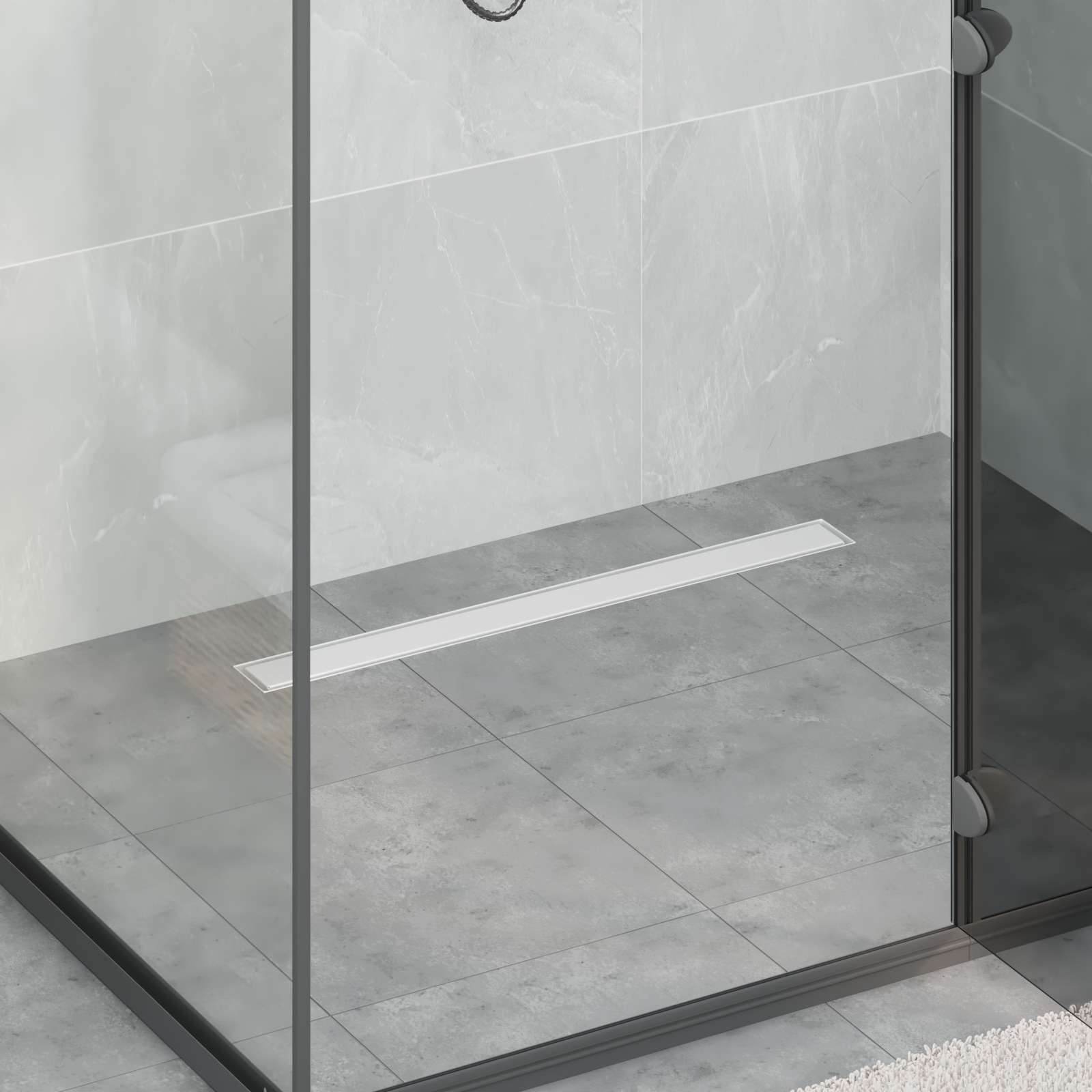 Drenaggio doccia con copertura in vetro Argento 80 cm 42015940