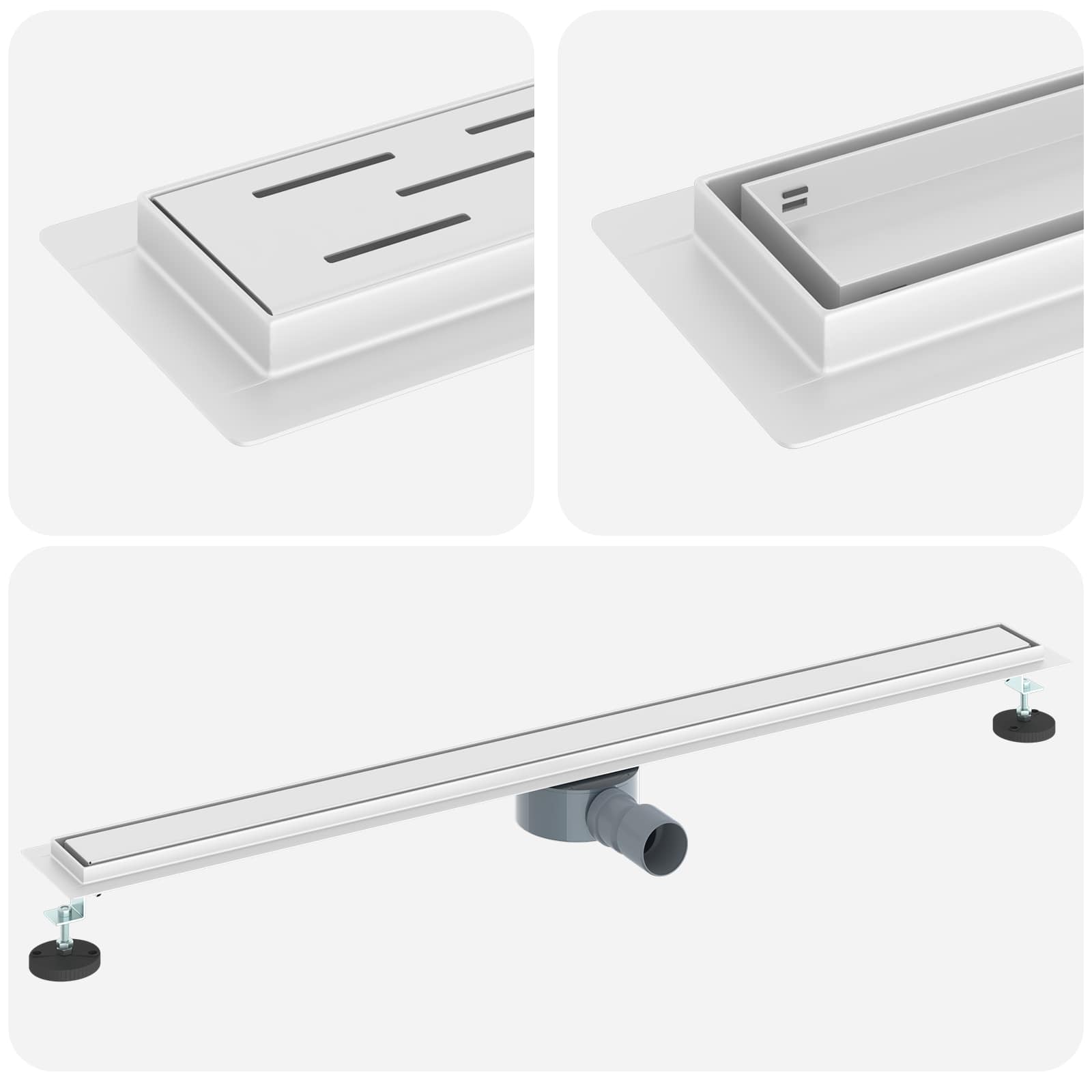 Scarico doccia 2-in-1 con sifone a 360° Argento 100 cm 42015966