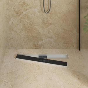 Drenaggio doccia con copertura in vetro Nero 80 cm 42015952