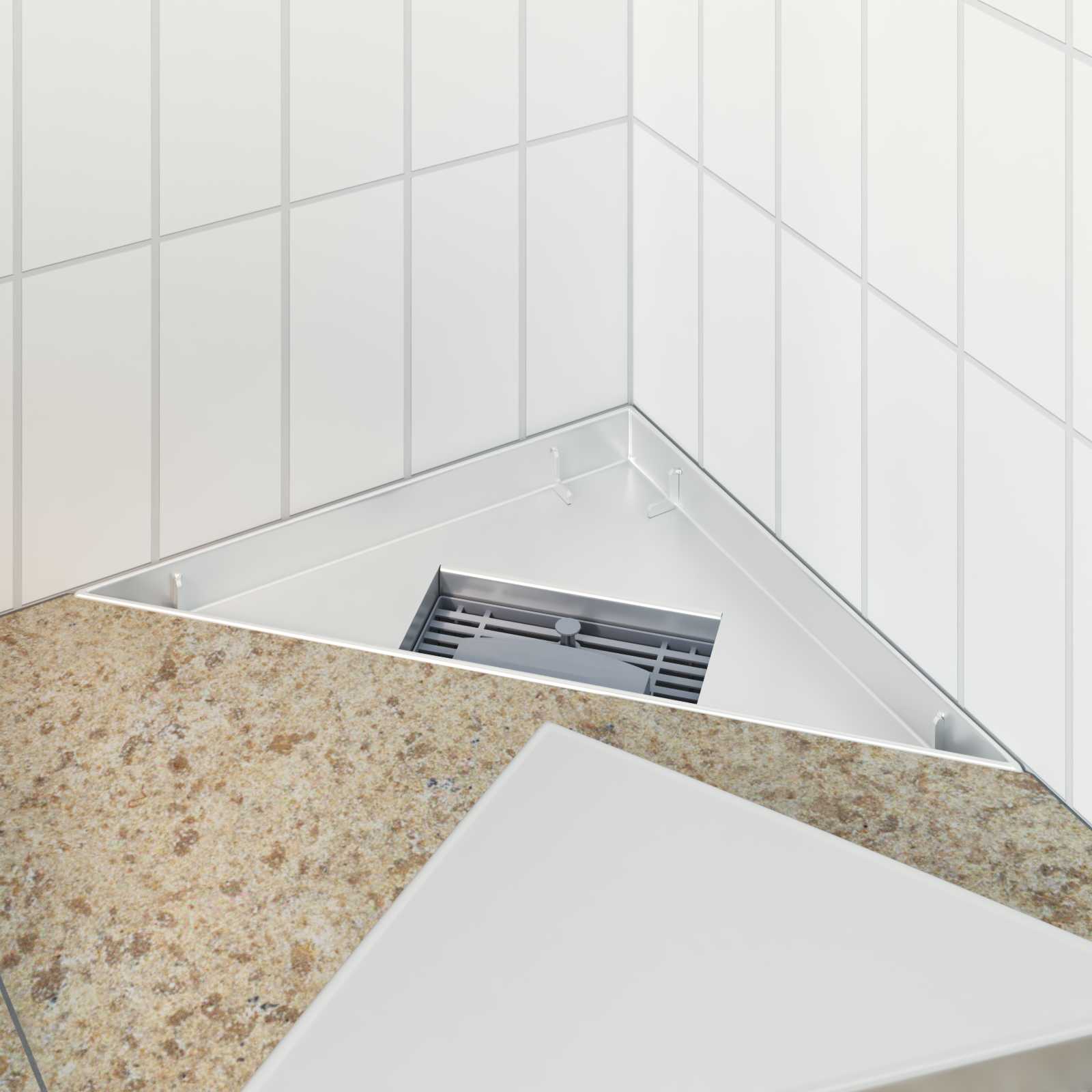 Scarico Doccia Triangolare 2 in 1 Argento 25 x 25 cm 42015936