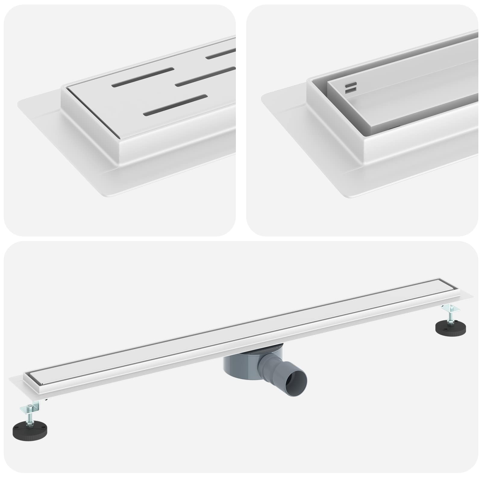 Scarico doccia 2-in-1 con sifone a 360° Argento 90 cm 42015965