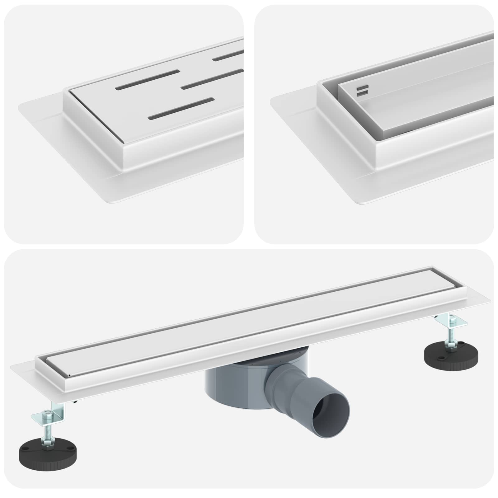 Scarico doccia 2-in-1 con sifone a 360° Argento 50 cm 42015961