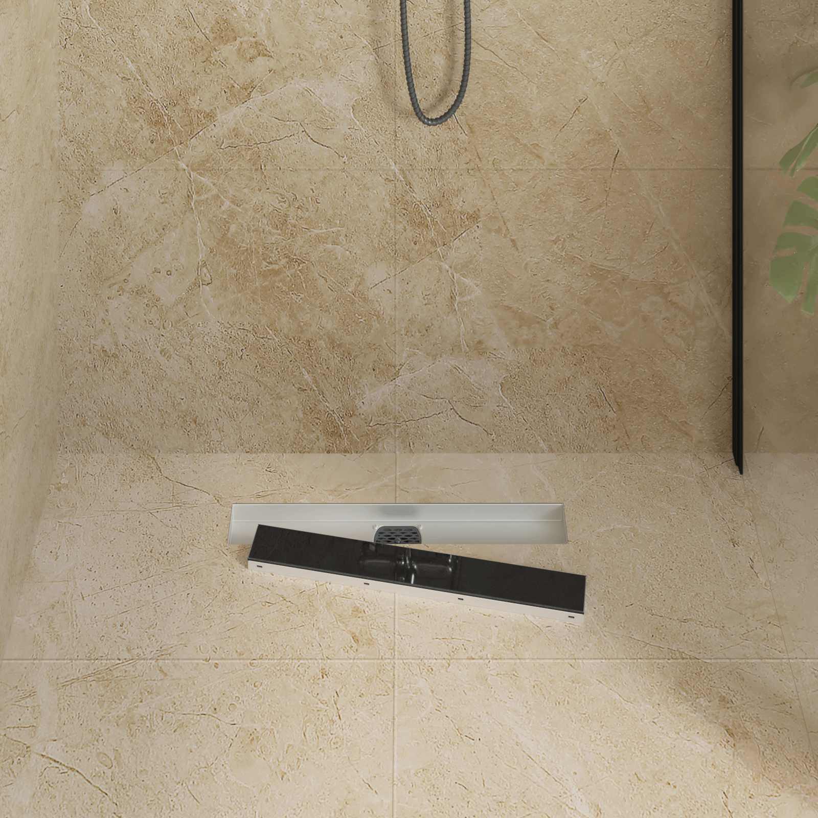 Scarico doccia con copertura in vetro e sifone a 360° 50 cm 42015973