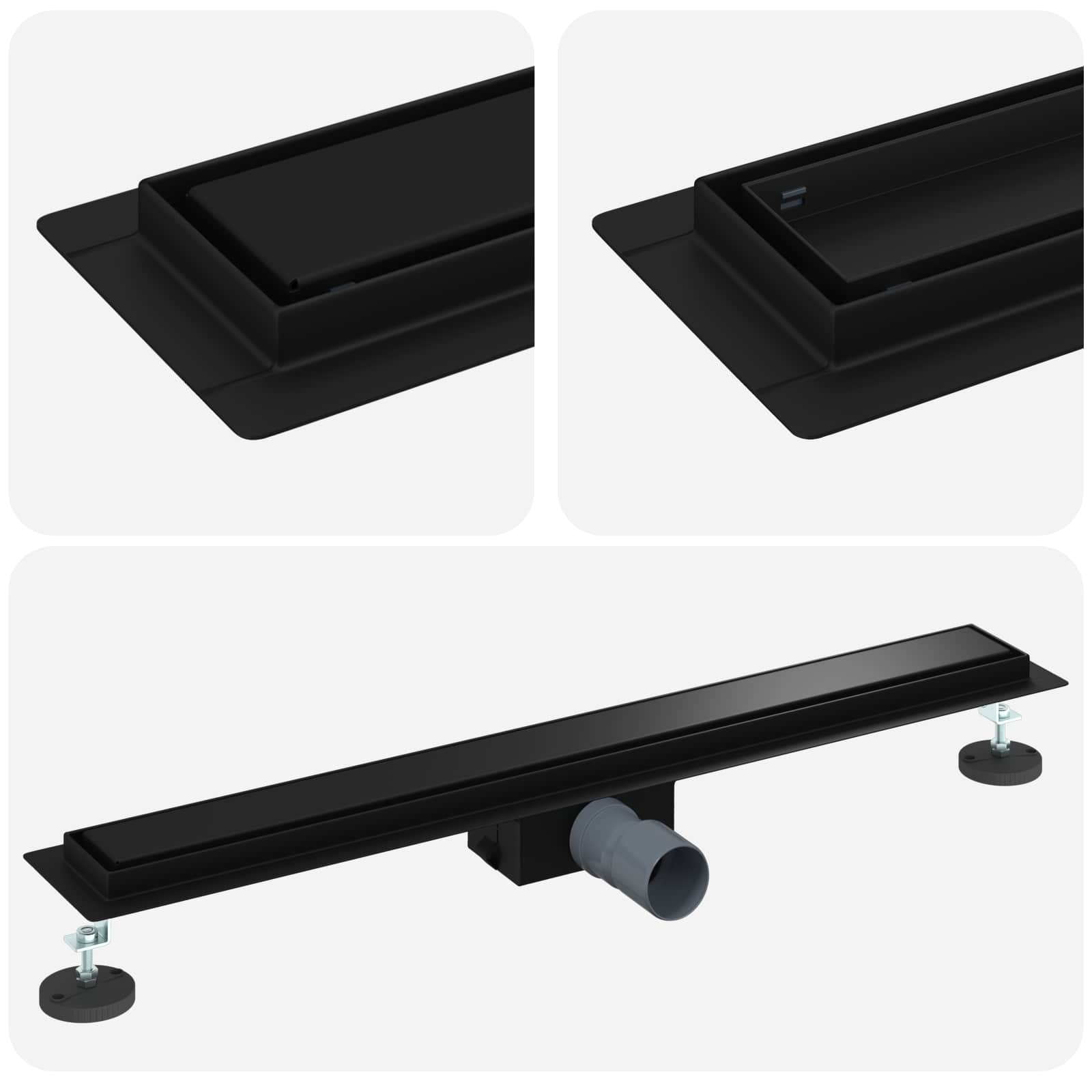 Drenaggio doccia 2 in 1 Nero 80 cm Acciaio Inox 304 42015946