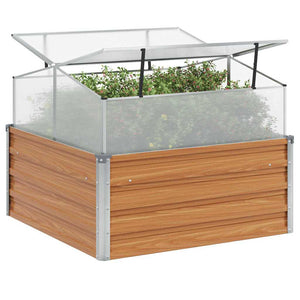 Vaso da giardino con serra-Fioriera Esterno-Contenitore per Piante Marrone Chiaro 100 x 100 x 77 cm