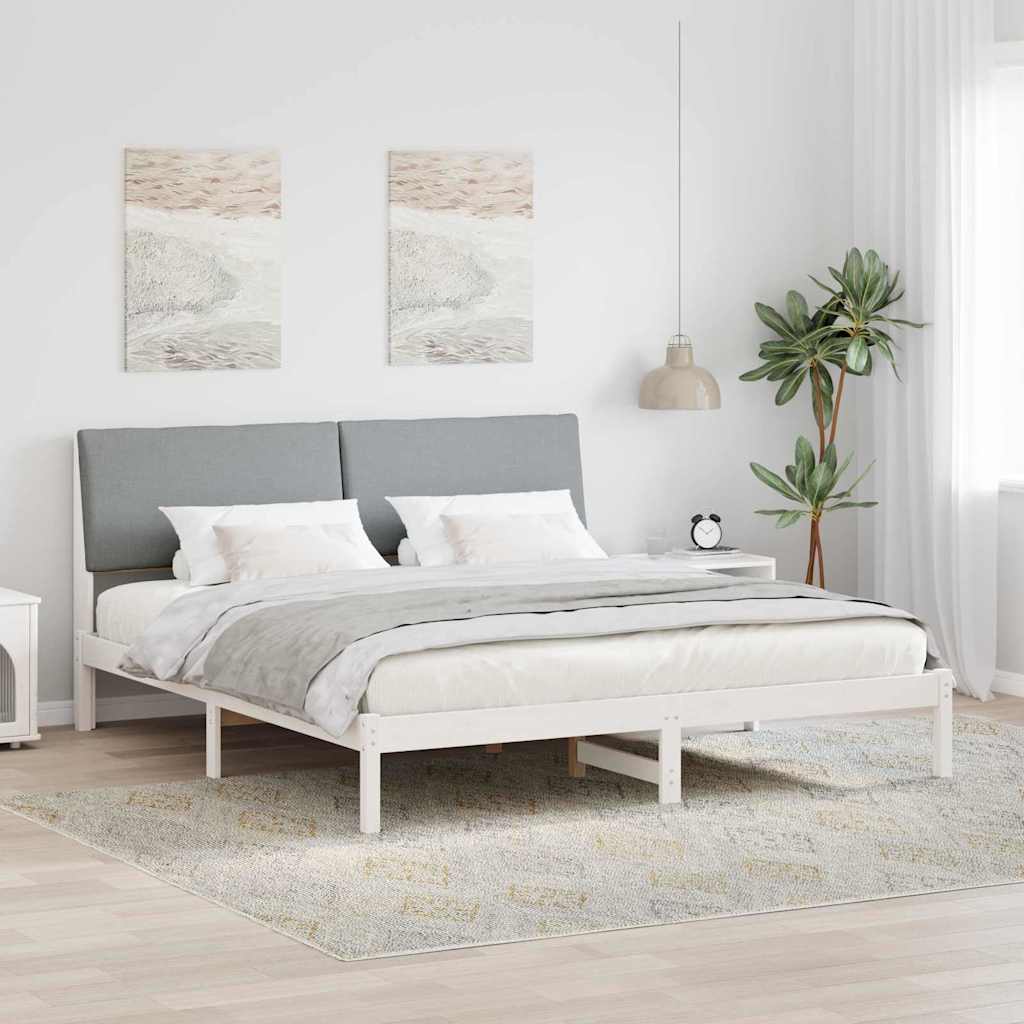 Struttura del Letto Bianco e grigio chiaro 200 x 200 cm 3394362