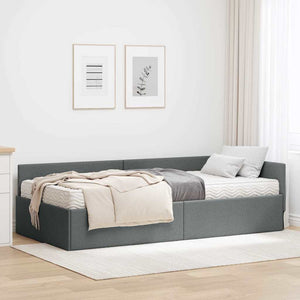 Struttura Letto Angolare con Materasso 2 pcs Grigio Tessuto 3393582