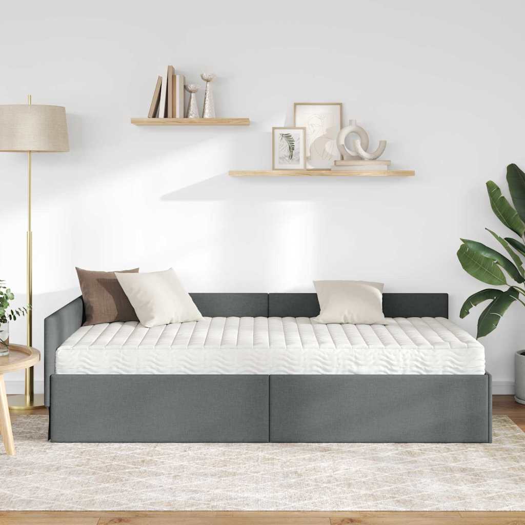 Struttura Letto Angolare con Materasso 2 pcs Grigio Tessuto 3393582