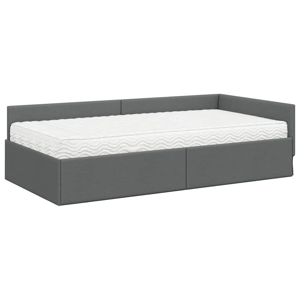 Struttura Letto Angolare con Materasso 2 pcs Grigio Tessuto 3393582