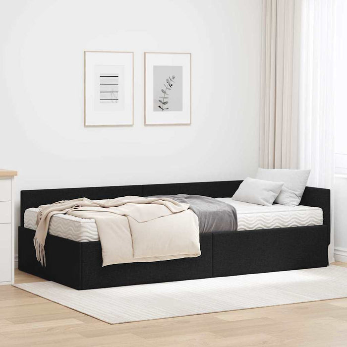 Struttura Letto Angolare con Materasso Altro 2 pcs Nero Tessuto 3393583