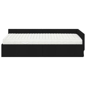 Struttura Letto Angolare con Materasso Altro 2 pcs Nero Tessuto 3393583