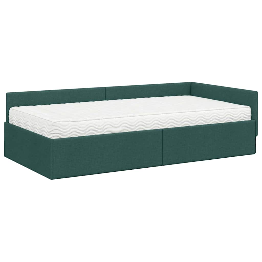 Struttura Letto Angolare con Materasso 2 pcs Verde Tessuto 3393585