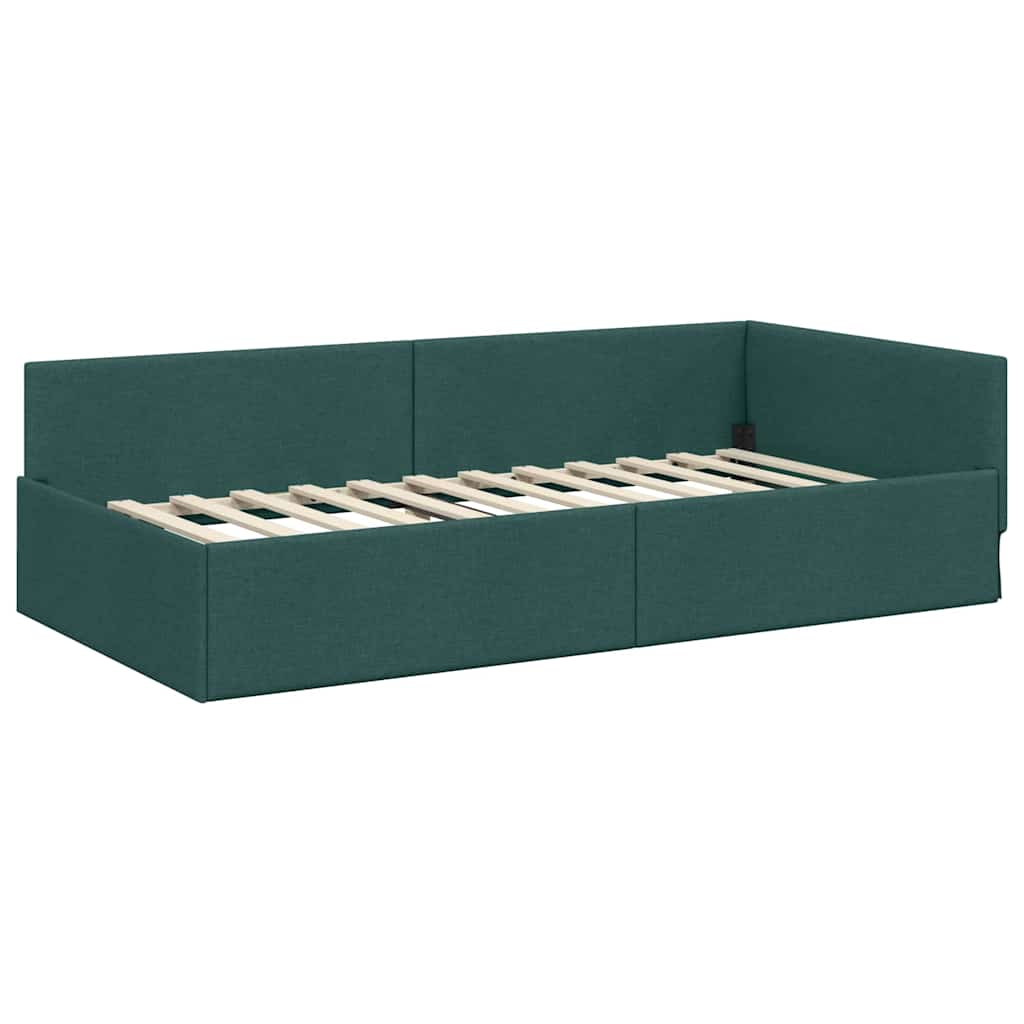 Struttura Letto Angolare con Materasso 2 pcs Verde Tessuto 3393585