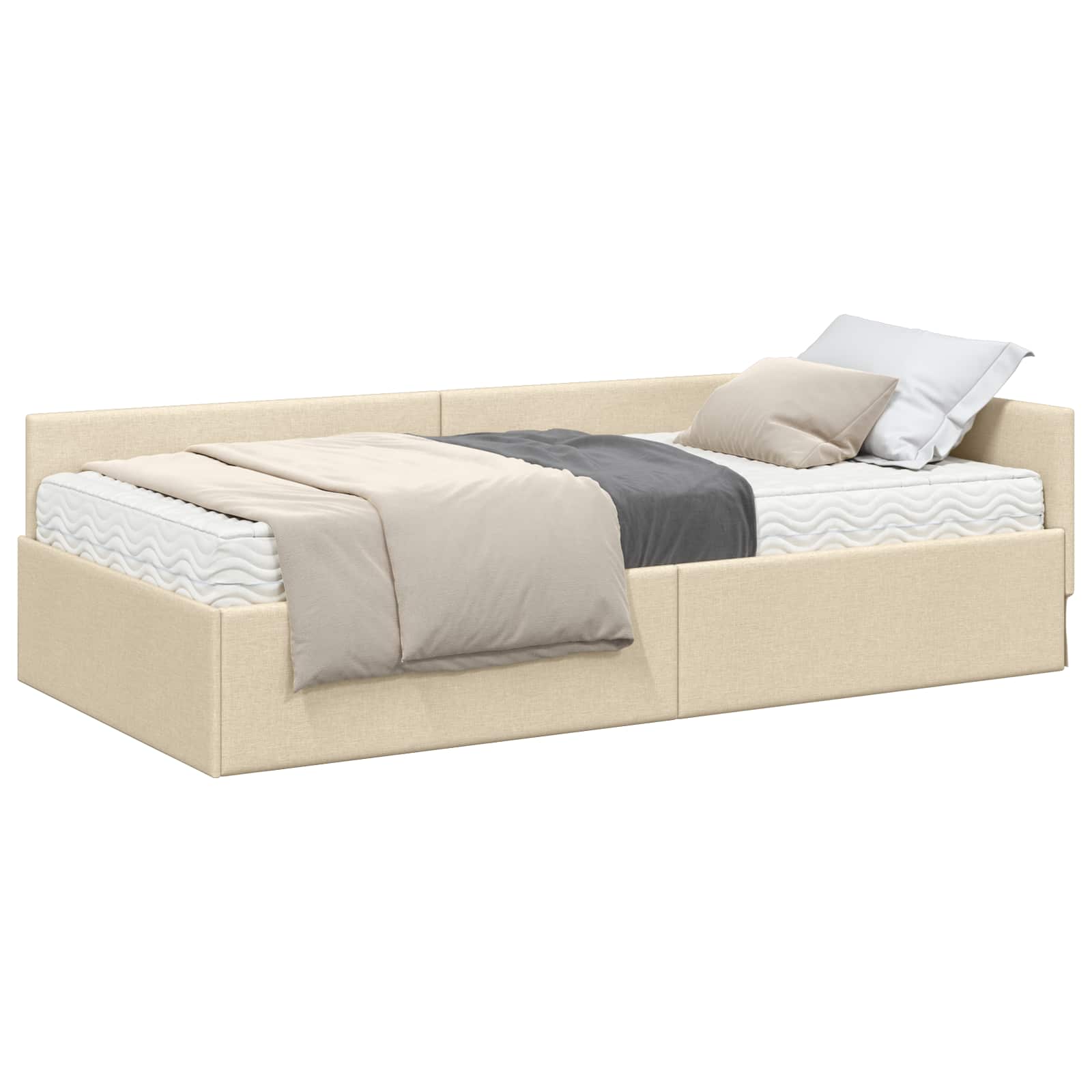 Struttura Letto Angolare con Materasso 2 pcs Crema Tessuto 3393587