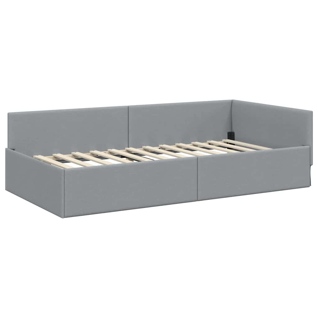 Struttura Letto Angolare con Materasso 2 pcs Grigio chiaro 3393589
