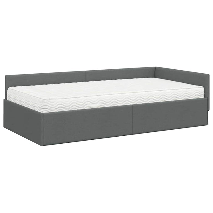 Struttura Letto Angolare con Materasso 2 pcs Grigio Tessuto 3393590