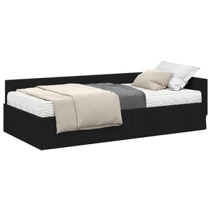 Struttura Letto Angolare con Materasso Altro 2 pcs Nero Tessuto 3393591