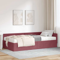 Struttura Letto Angolare con Materasso 2 pcs Rosso Tessuto 3393592