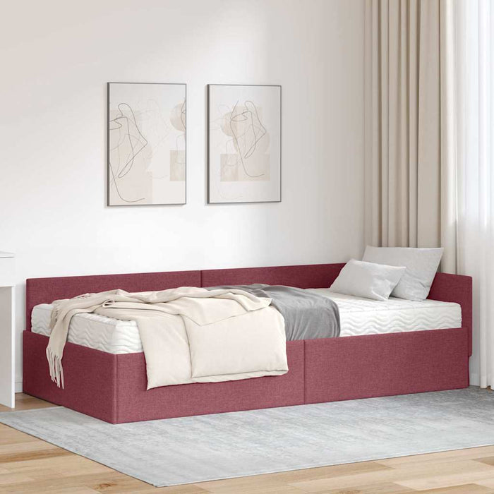 Struttura Letto Angolare con Materasso 2 pcs Rosso Tessuto 3393592
