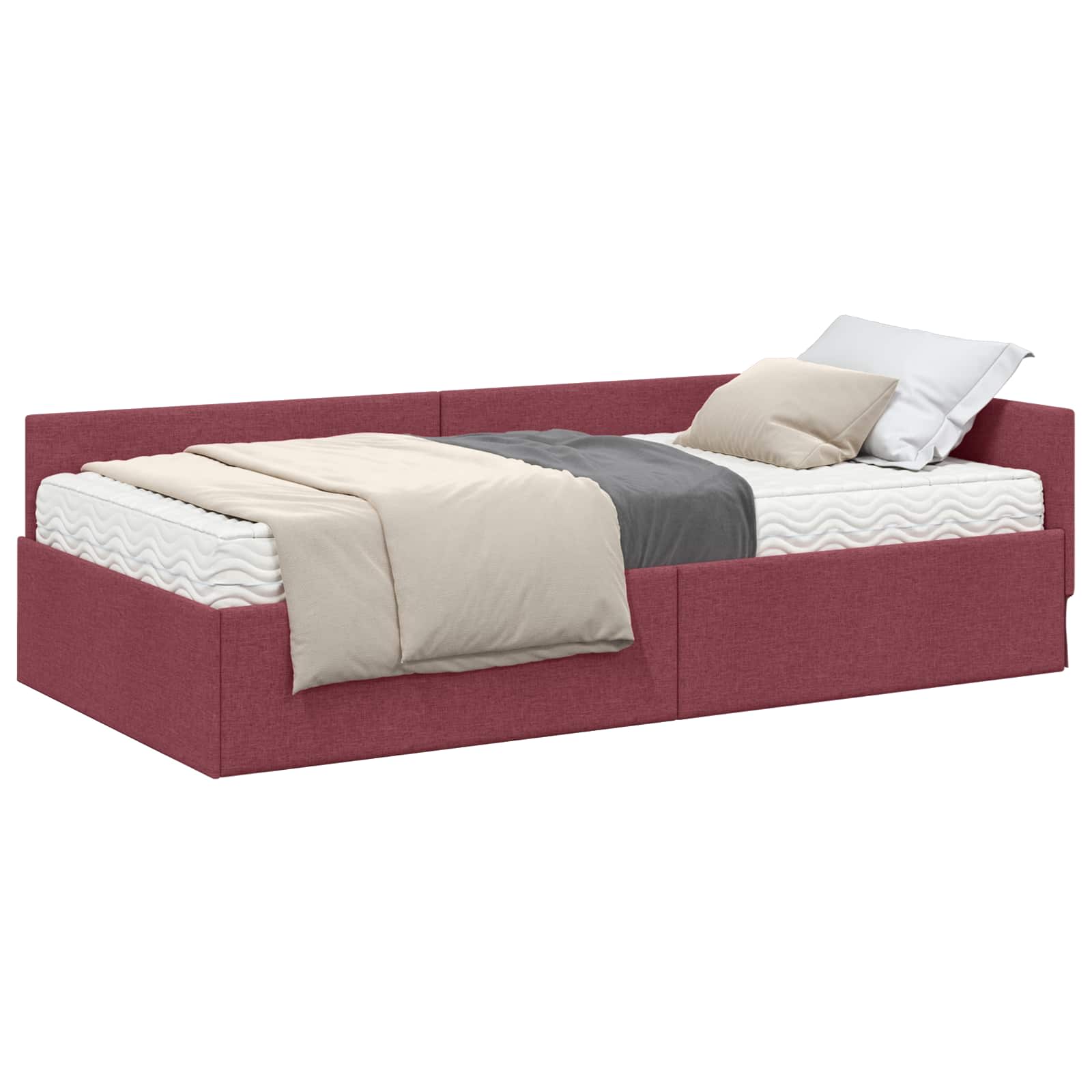 Struttura Letto Angolare con Materasso 2 pcs Rosso Tessuto 3393592