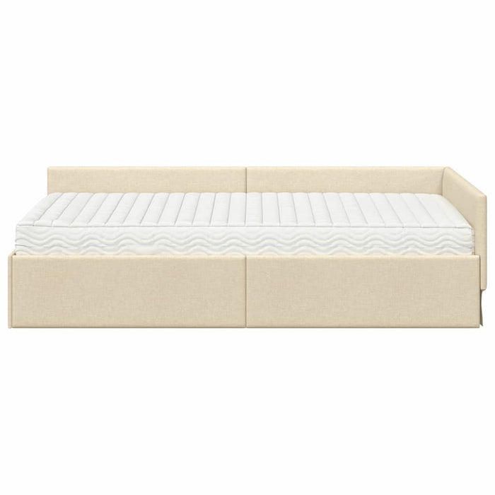 Struttura Letto Angolare con Materasso 2 pcs Crema Tessuto 3393595