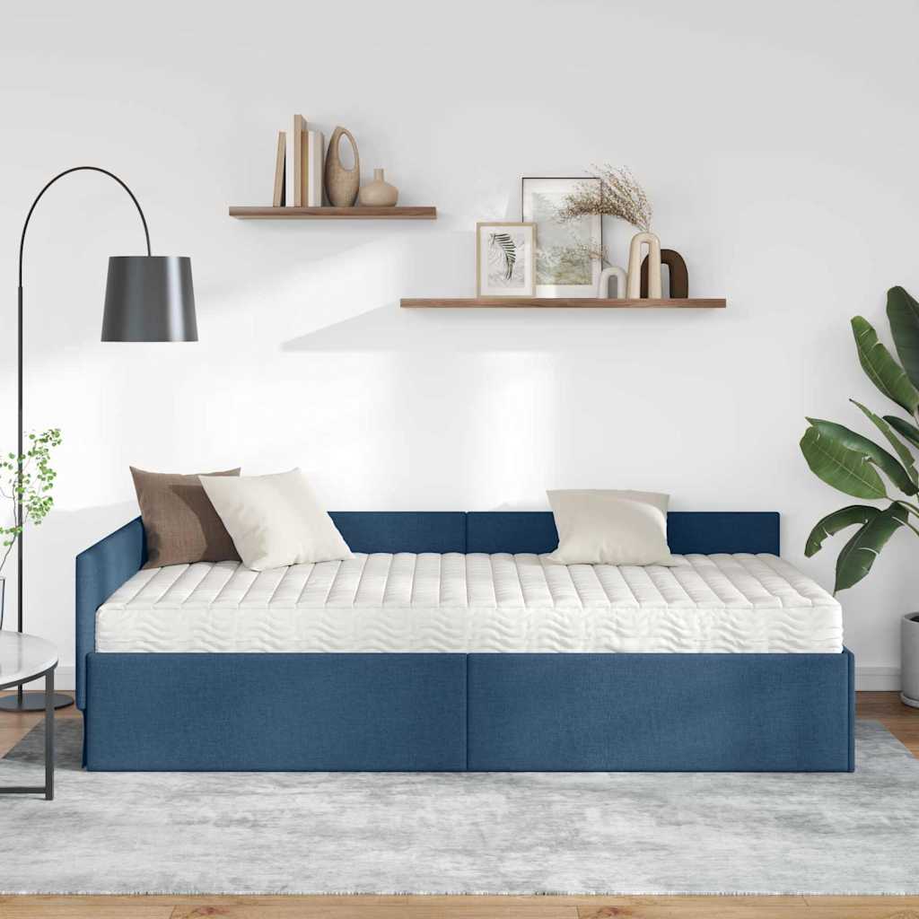 Struttura Letto Angolare con Materasso Altro 2 pcs Blu Tessuto 3393596