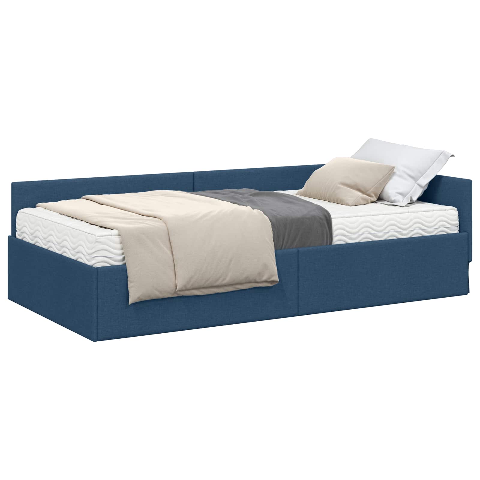 Struttura Letto Angolare con Materasso Altro 2 pcs Blu Tessuto 3393596