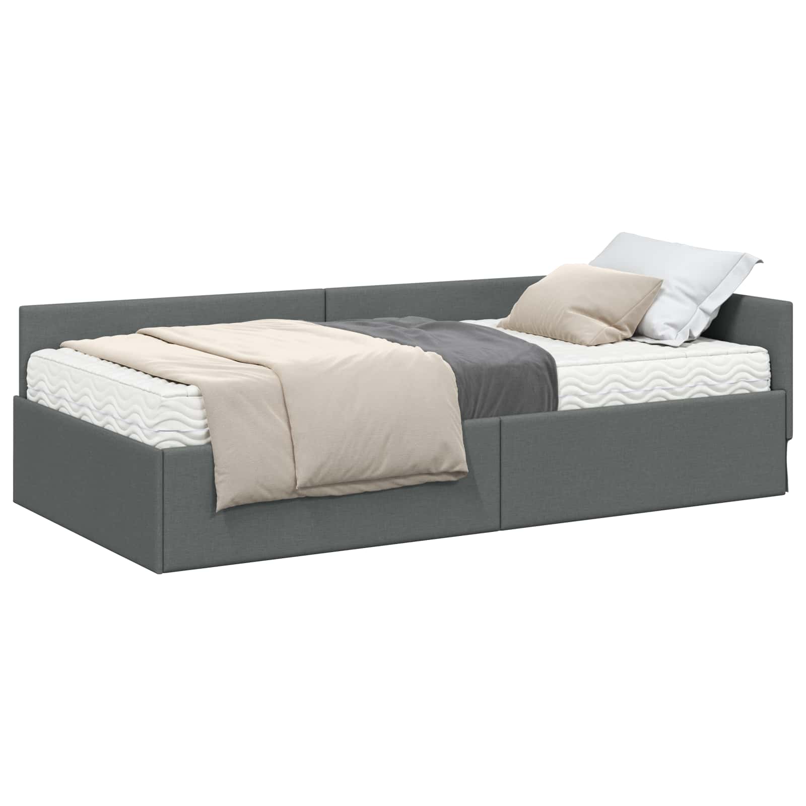 Struttura Letto Angolare con Materasso 2 pcs Grigio Tessuto 3393598