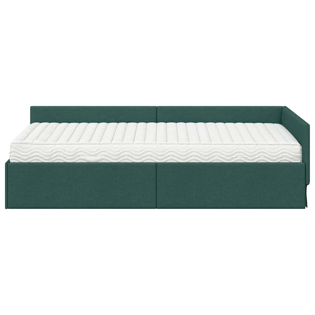 Struttura Letto Angolare con Materasso 2 pcs Verde Tessuto 3393601
