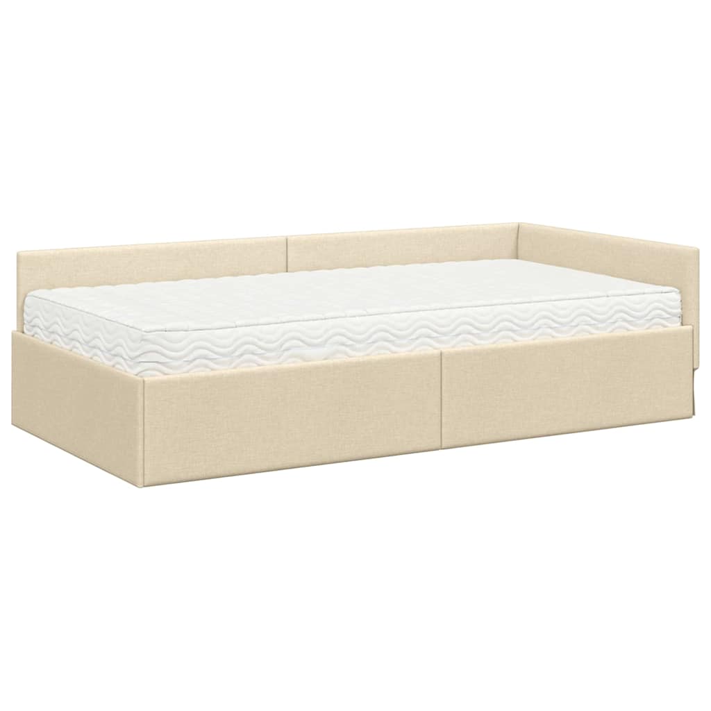 Struttura Letto Angolare con Materasso 2 pcs Crema Tessuto 3393603