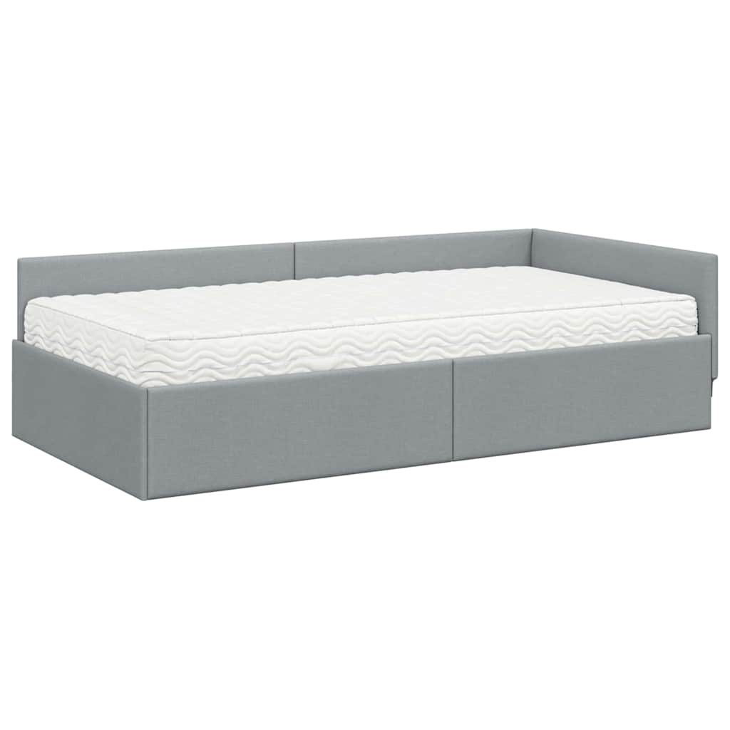 Struttura Letto Angolare con Materasso 2 pcs Grigio chiaro 3393605