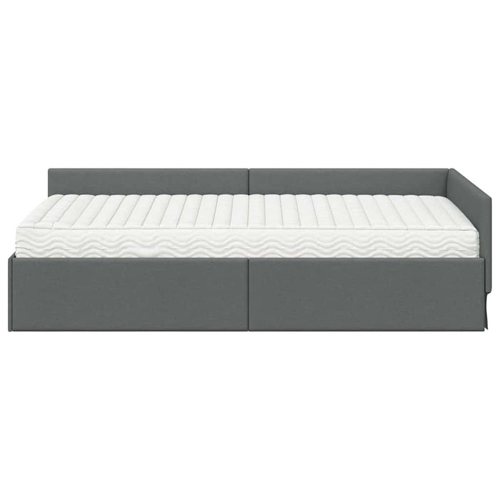 Struttura Letto Angolare con Materasso 2 pcs Grigio Tessuto 3393606
