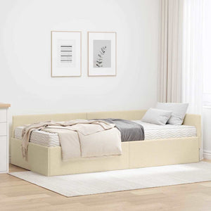 Struttura Letto Angolare con Materasso 2 pcs Crema Tessuto 3393611