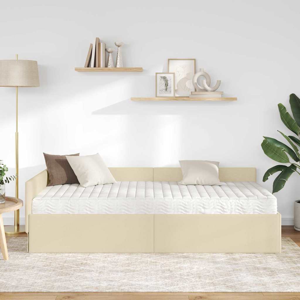 Struttura Letto Angolare con Materasso 2 pcs Crema Tessuto 3393611