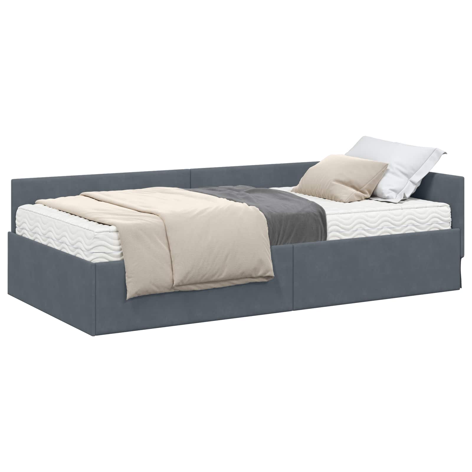 Struttura Letto Angolare con Materasso 2 pcs Grigio Velluto 3393615