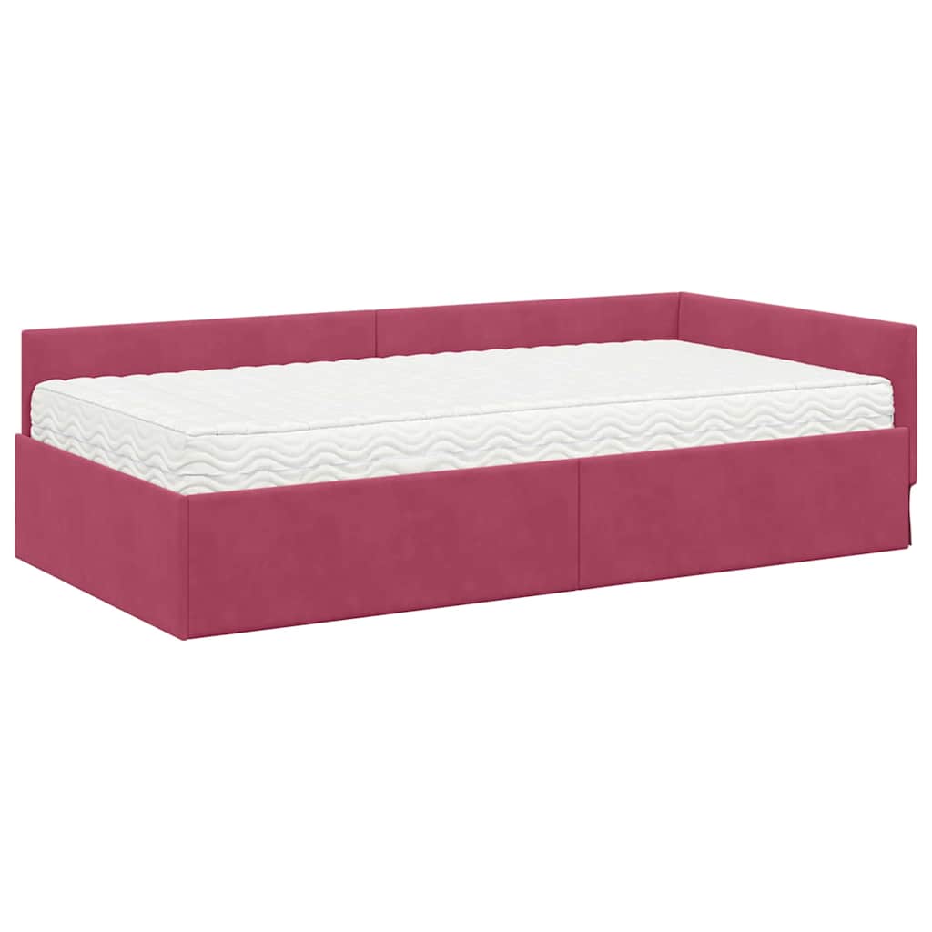 Struttura Letto Angolare con Materasso 2 pcs Verde Velluto 3393618