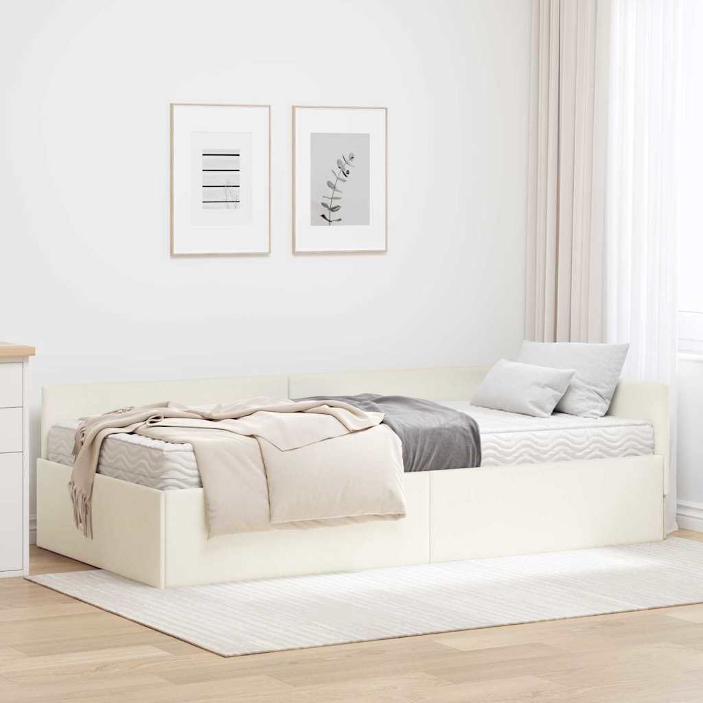 Struttura Letto Angolare con Materasso 2 pcs Crema Velluto 3393621