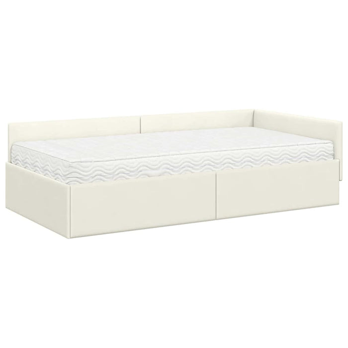 Struttura Letto Angolare con Materasso 2 pcs Crema Velluto 3393621