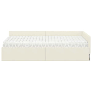 Struttura Letto Angolare con Materasso 2 pcs Crema Velluto 3393621